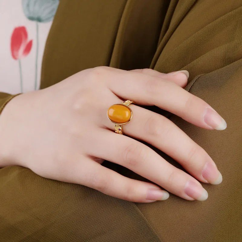 Heng Tai Jewelry S925 Silver Beeswax Rings Women's-2