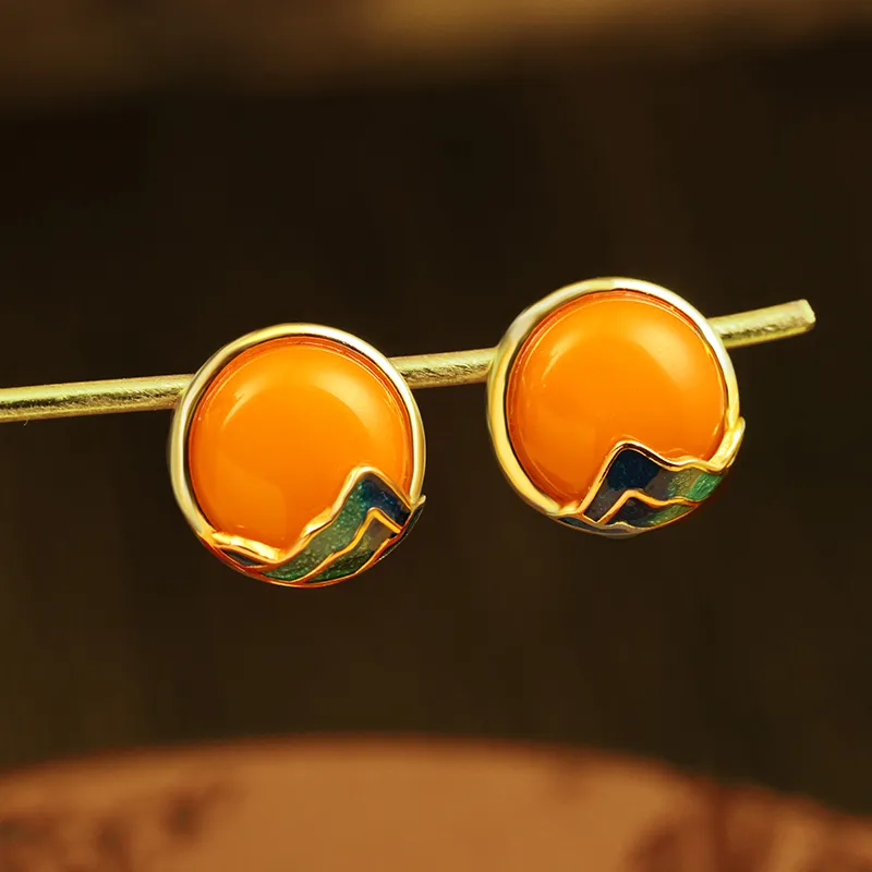 Heng Tai Jewelry Amber/Beeswax Stud Earrings Women's-3