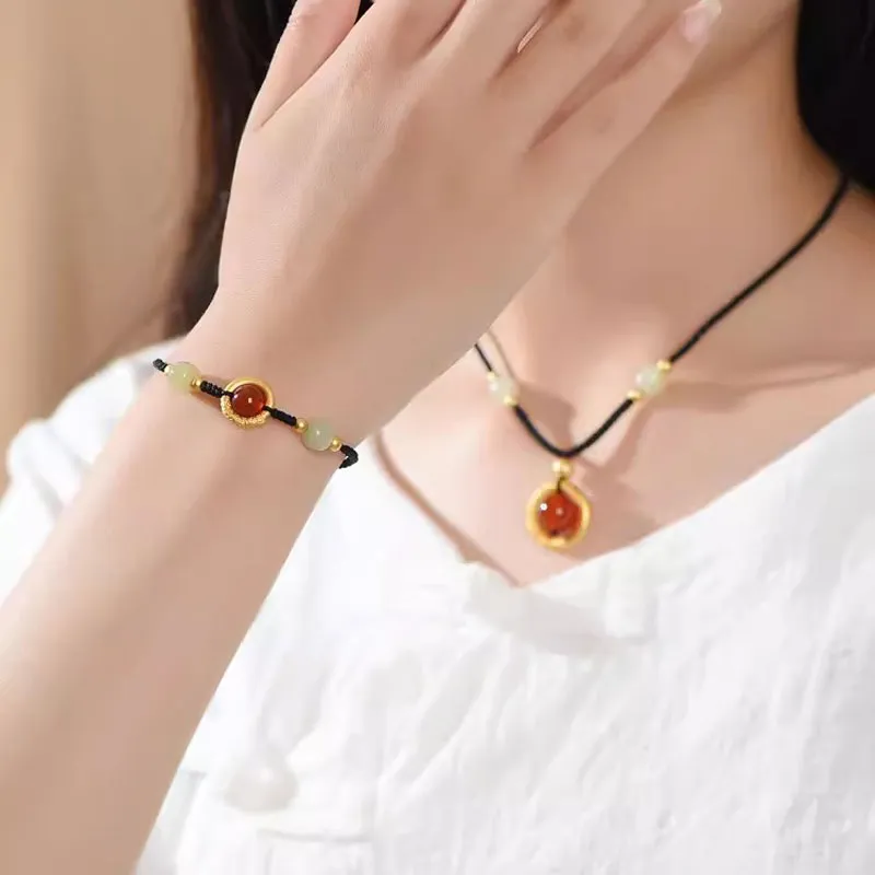 Heng Tai Jewelry Agate Jade Bracelet/Anklet Unisex-2