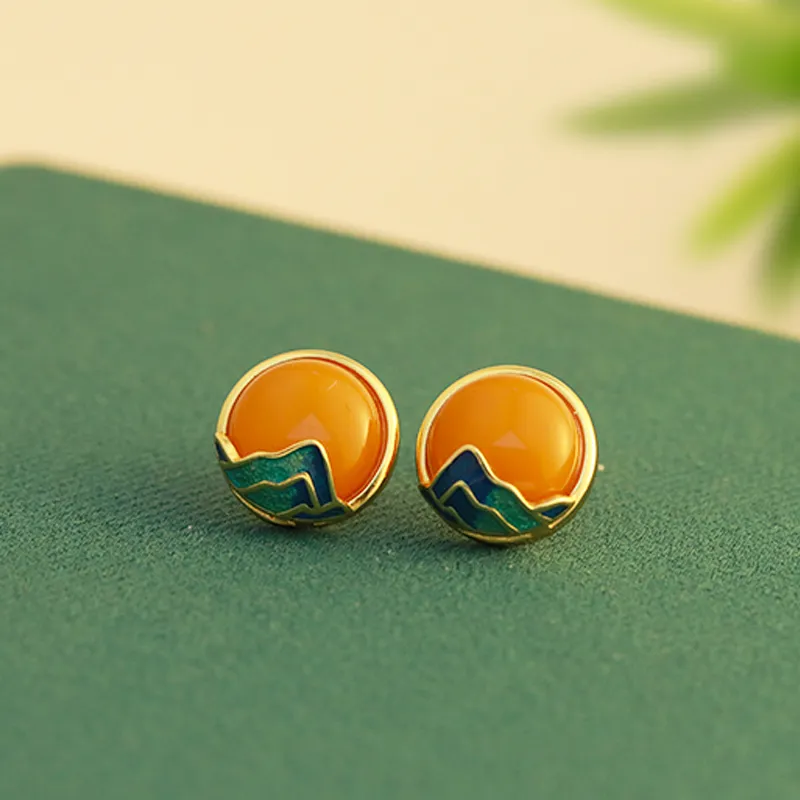 Heng Tai Jewelry Amber/Beeswax Stud Earrings Women's-5