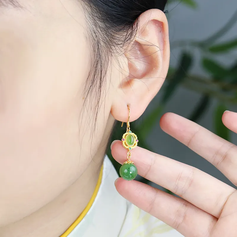 HENGTAIZHUBAO Earrings Jasper Women's-4