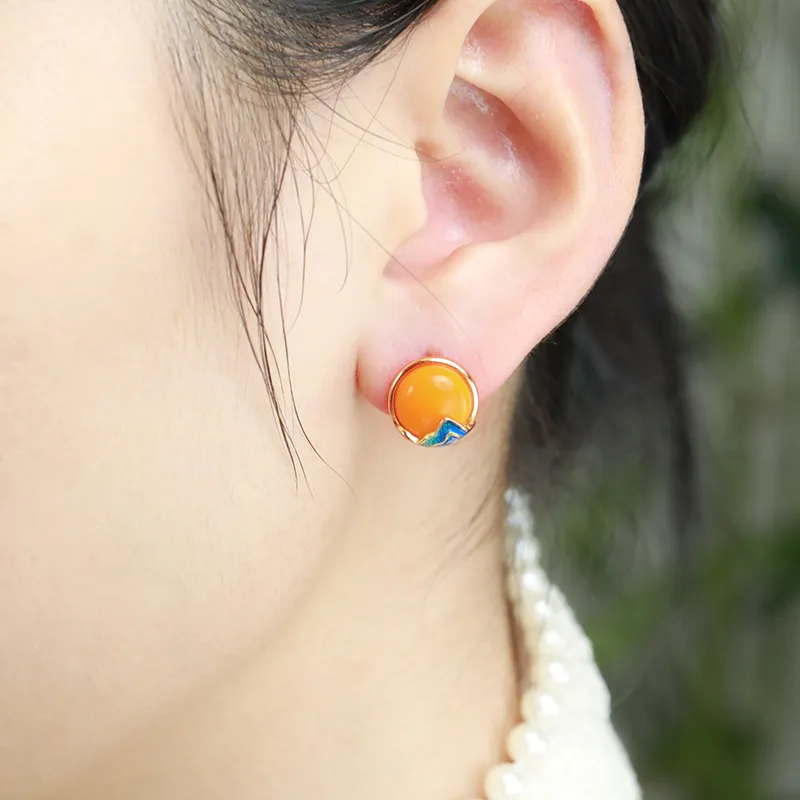 Heng Tai Jewelry Amber/Beeswax Stud Earrings Women's-1