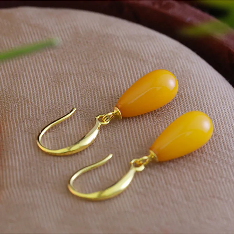 Heng Tai Jewelry S925 Silver Beeswax Earrings Women's-3