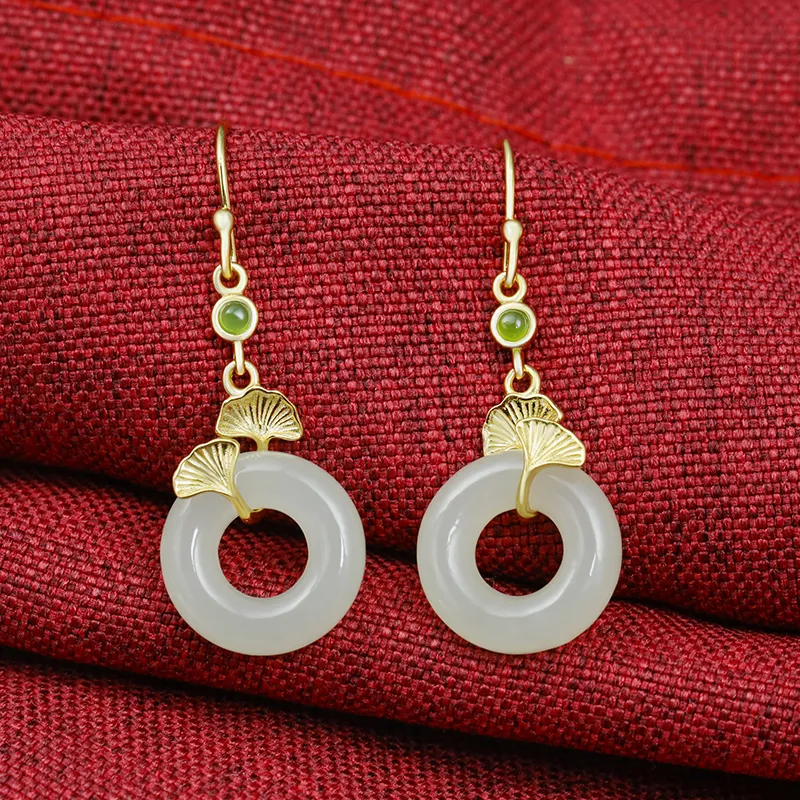 Heng Tai Jewelry Earrings Pale Greenish White Jade Women's-2