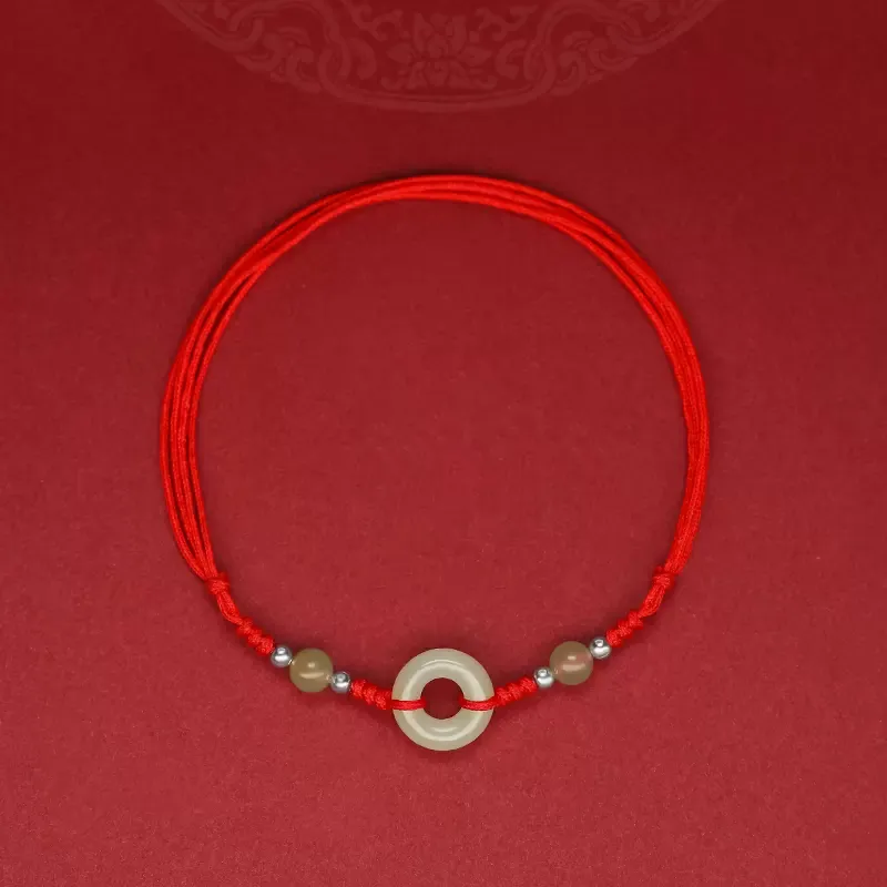 HENGTAIZHUBAO Anklets Pale Greenish White Jade Men's-4
