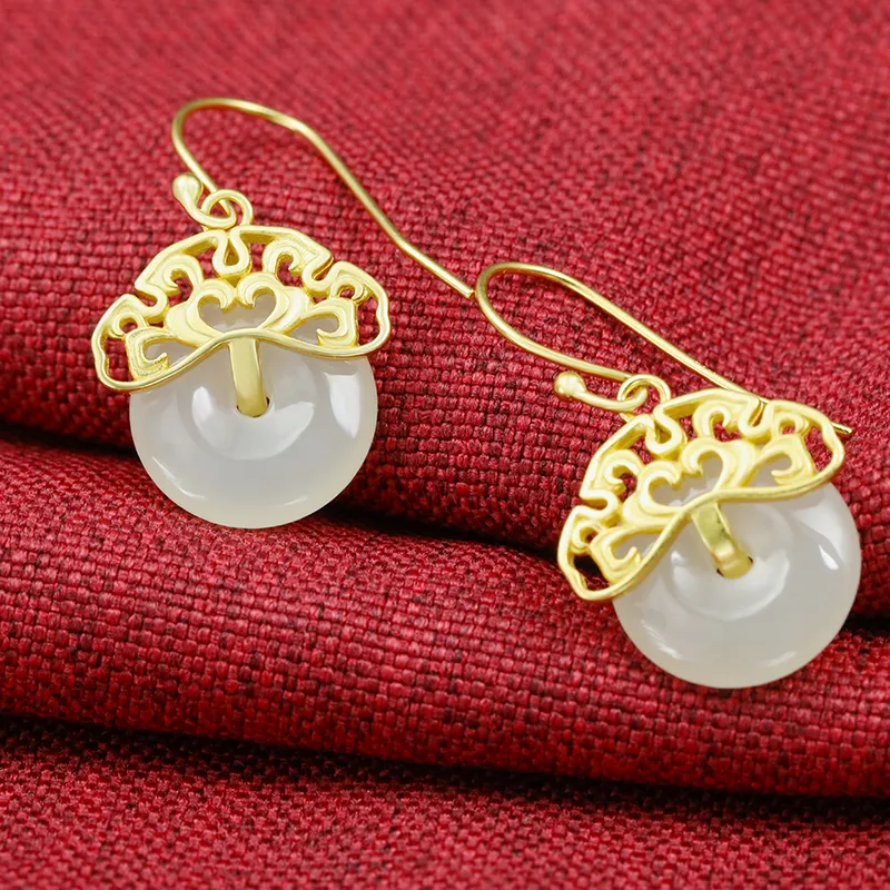 Heng Tai Jewelry Earrings Pale Greenish White Jade Women's-3