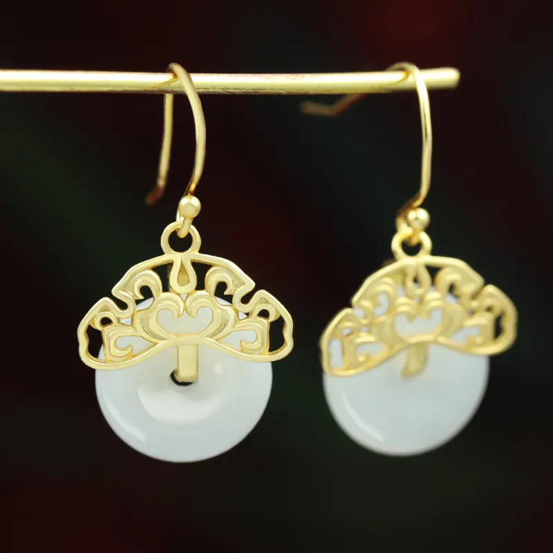 Heng Tai Jewelry Earrings Pale Greenish White Jade Women's-1