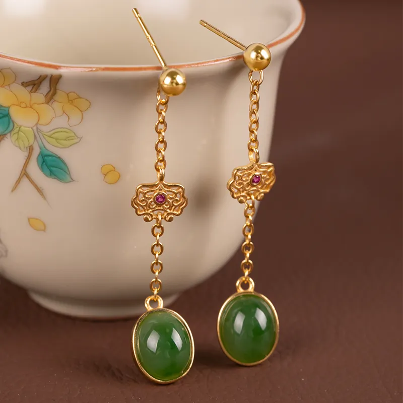 HENGTAIZHUBAO Earrings Jasper Women's-2