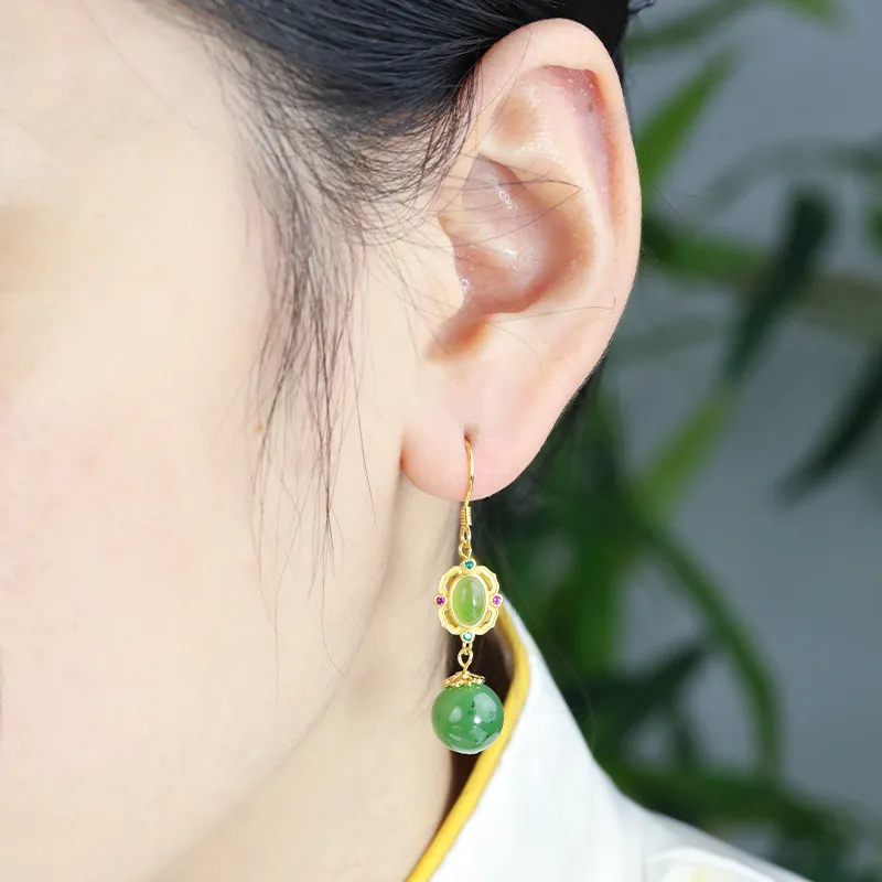 HENGTAIZHUBAO Earrings Jasper Women's-5