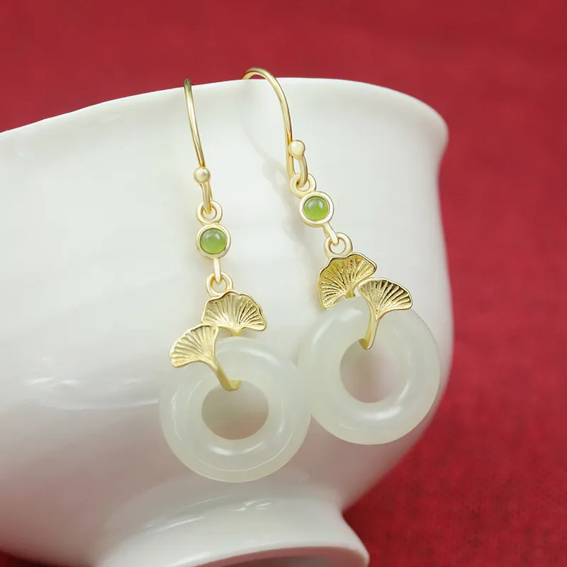 Heng Tai Jewelry Earrings Pale Greenish White Jade Women's-1