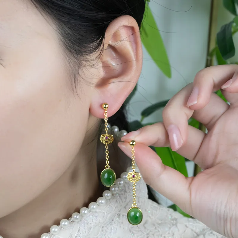 HENGTAIZHUBAO Earrings Jasper Women's-5