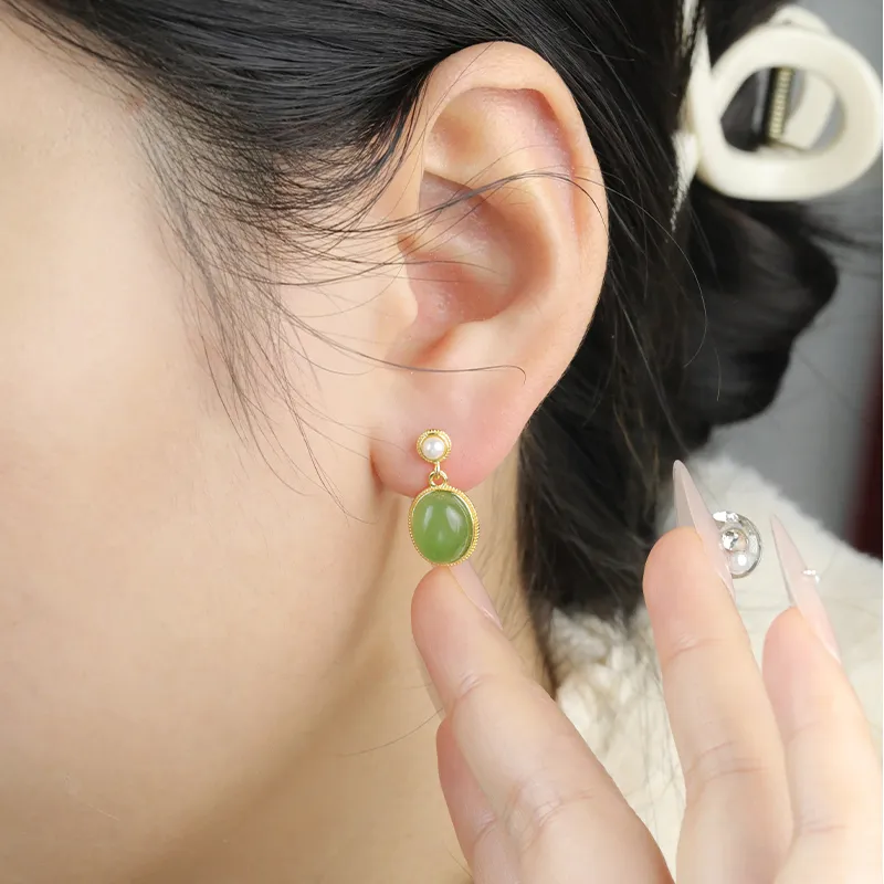 HENGTAIZHUBAO Earrings Jasper Women's-5