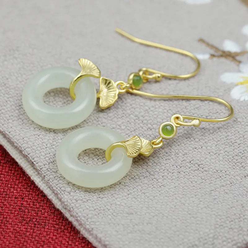 Heng Tai Jewelry Earrings Pale Greenish White Jade Women's-3