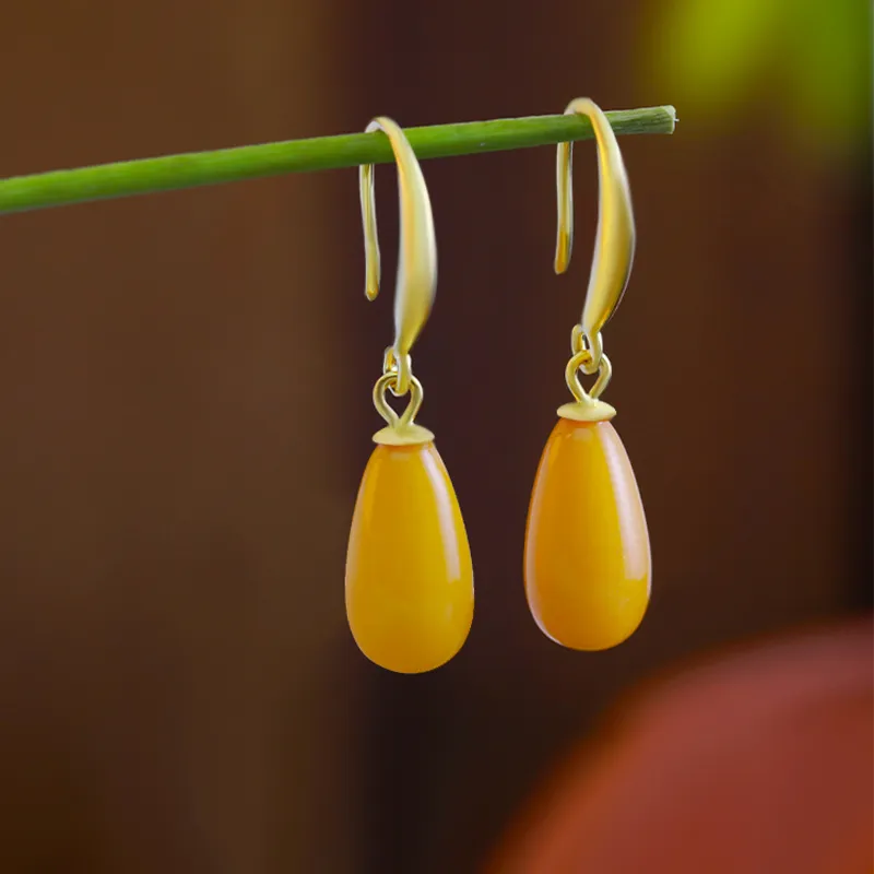 Heng Tai Jewelry S925 Silver Beeswax Earrings Women's-1