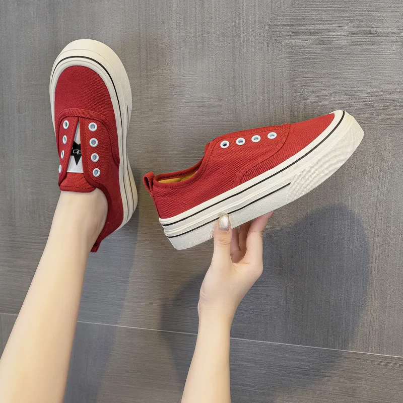 POOQ Abrasion Resistant Height Increasing Low Top Canvas Shoes Women's-6
