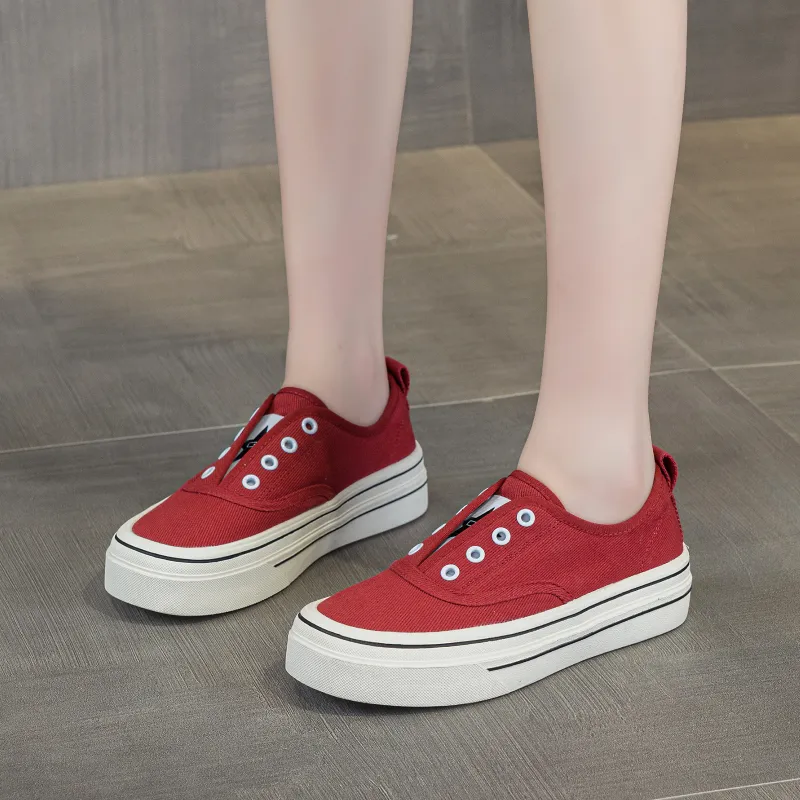 POOQ Abrasion Resistant Height Increasing Low Top Canvas Shoes Women's-8
