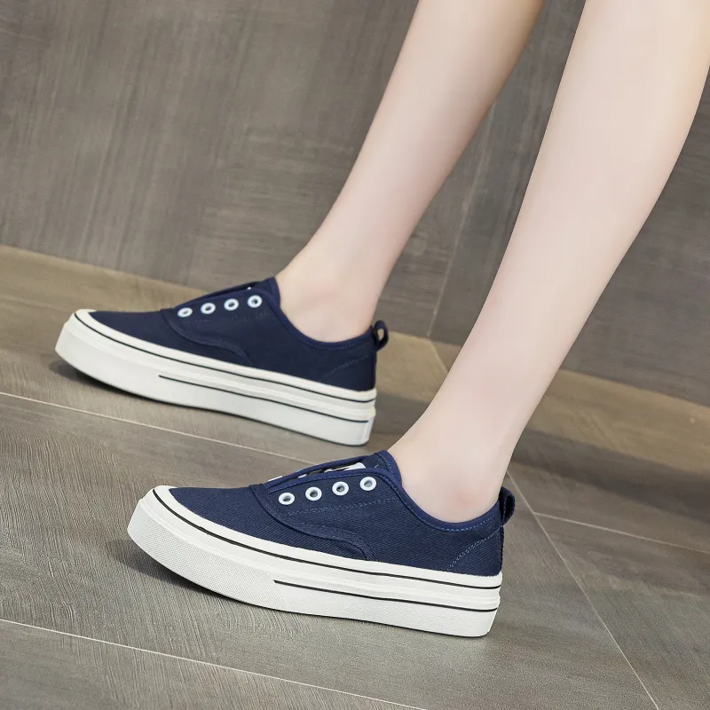 POOQ Abrasion Resistant Height Increasing Low Top Canvas Shoes Women's-12