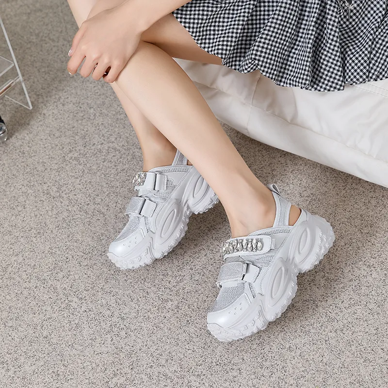 POOQ Slip Resistant, Abrasion Resistant, Breathable Low Top Chunky Sneakers Women's-8