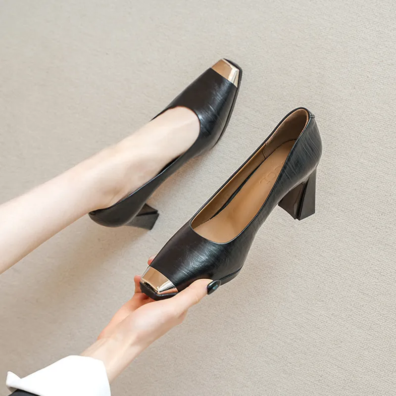 POOQ Chunky Heel High Heels 7.5CM Women's-4