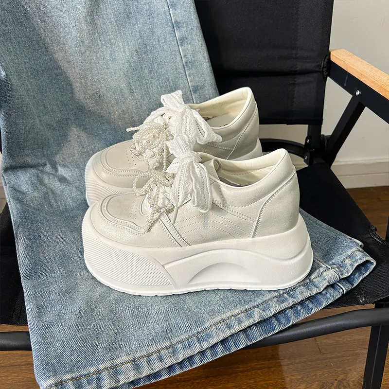 POOQ Height Increasing Low Top Casual Shoes Women's-3