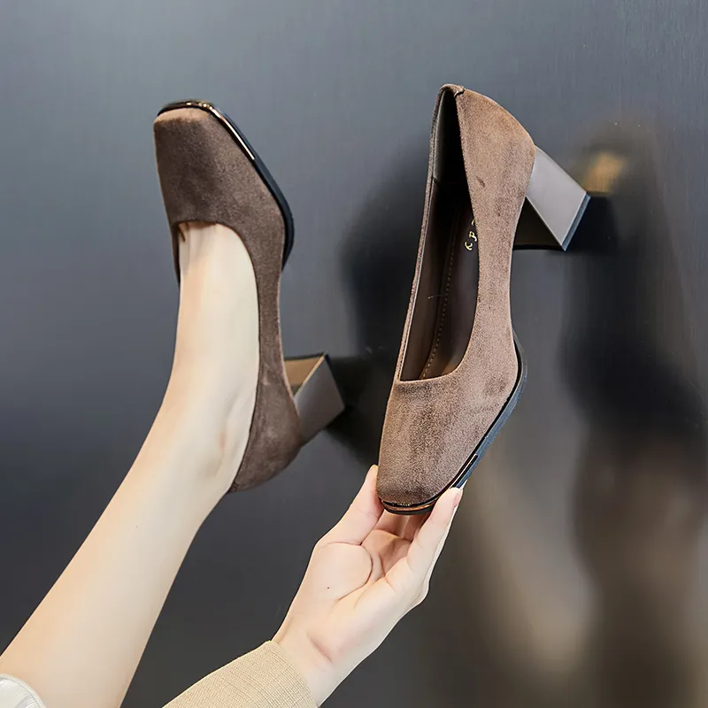 POOQ Chunky Heel High Heels 5CM Women's-7