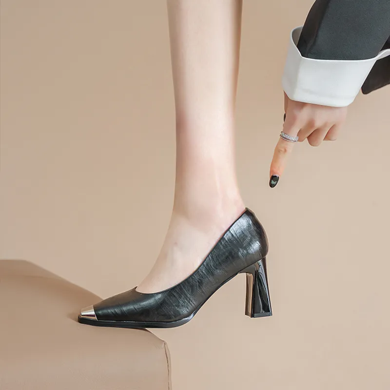 POOQ Chunky Heel High Heels 7.5CM Women's-2