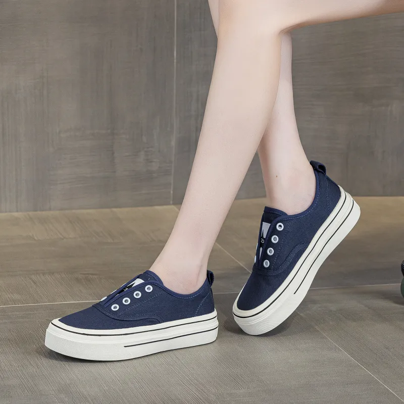 POOQ Abrasion Resistant Height Increasing Low Top Canvas Shoes Women's-14