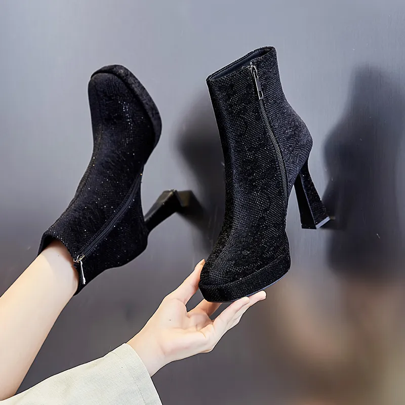 POOQ Ankle Boots Women's Black/White-2
