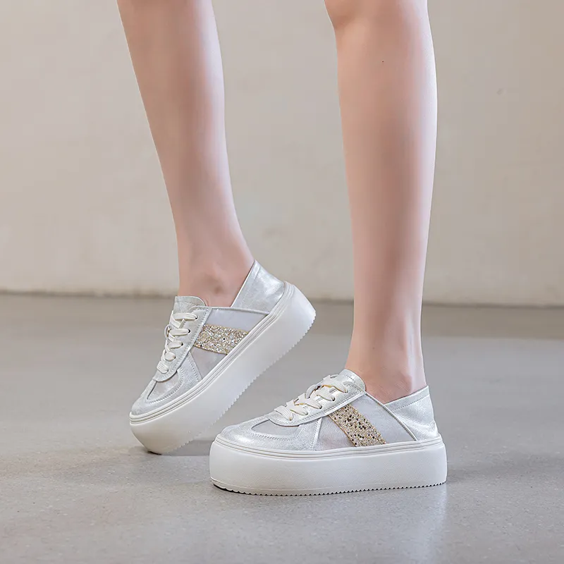 POOQ Height Increasing Low Top Skateboard Shoes Women's-2