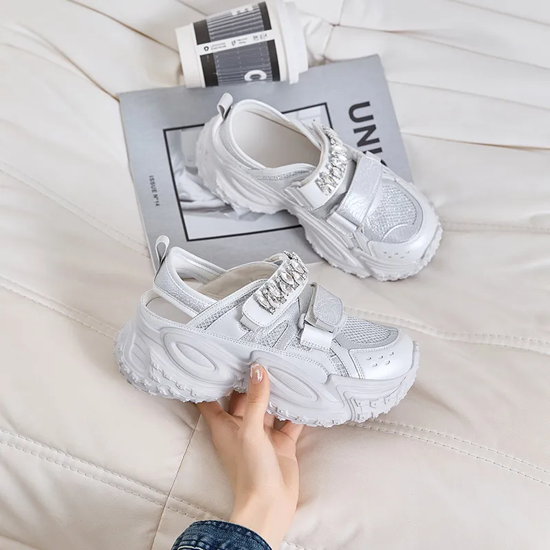 POOQ Slip Resistant, Abrasion Resistant, Breathable Low Top Chunky Sneakers Women's-10