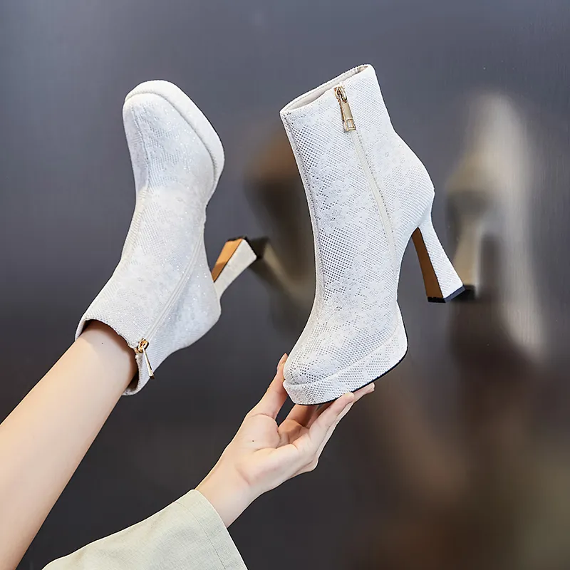 POOQ Ankle Boots Women's Black/White-7