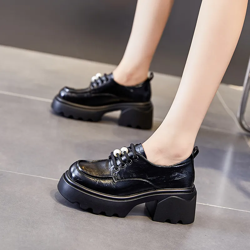 POOQ Chunky Heel High Heels Women's Black-2