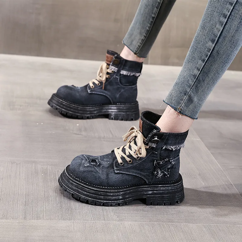 POOQ Short Martin Boot 5CM Women's-4