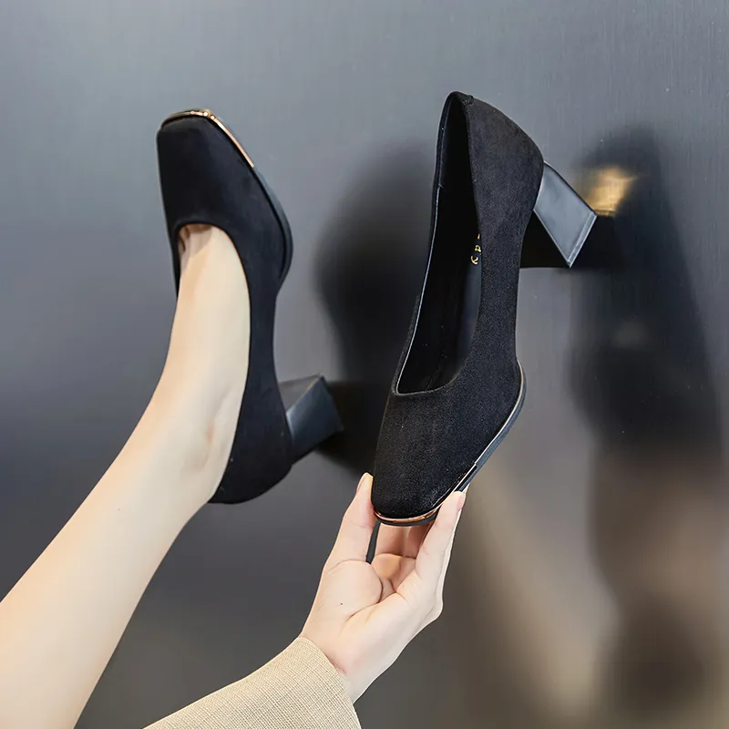 POOQ Chunky Heel High Heels 5CM Women's-2