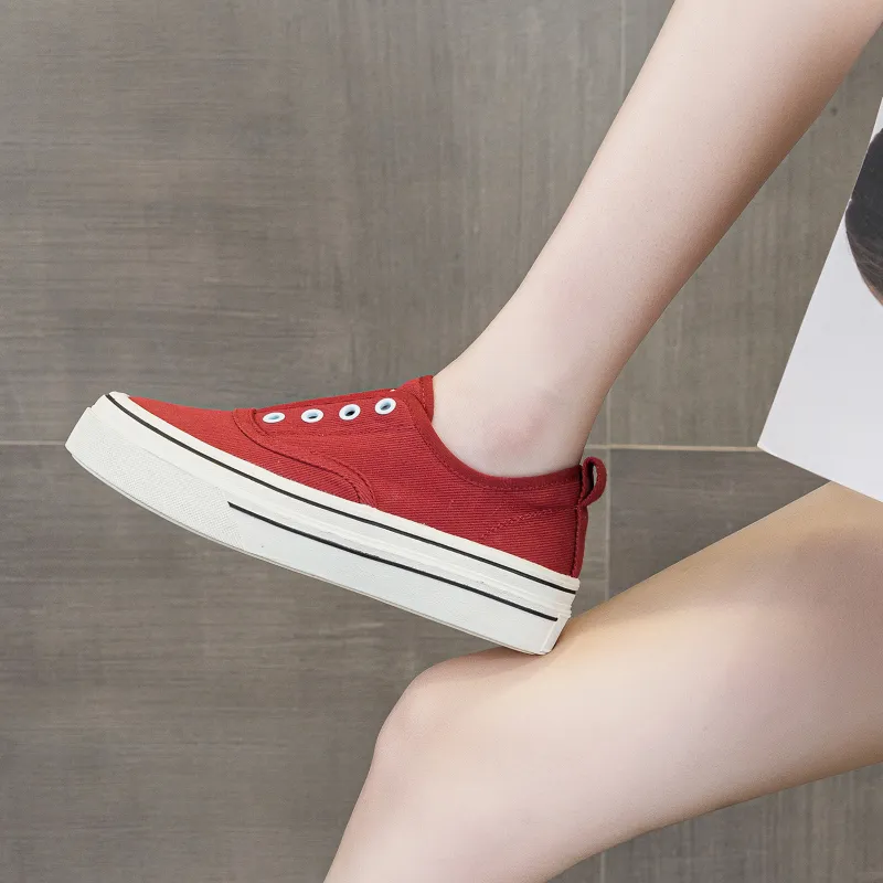 POOQ Abrasion Resistant Height Increasing Low Top Canvas Shoes Women's-10