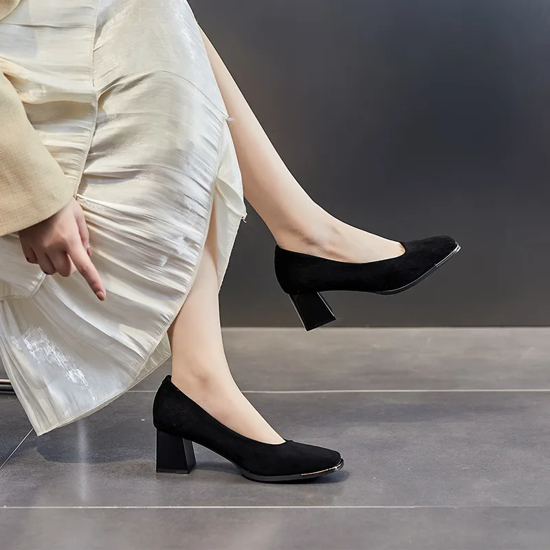 POOQ Chunky Heel High Heels 5CM Women's-4