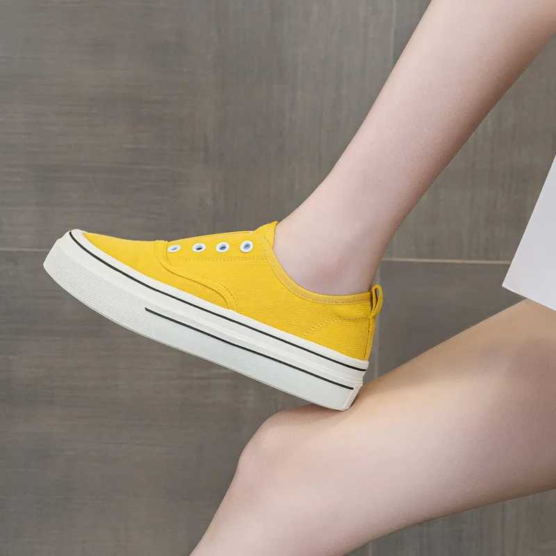 POOQ Abrasion Resistant Height Increasing Low Top Canvas Shoes Women's-3
