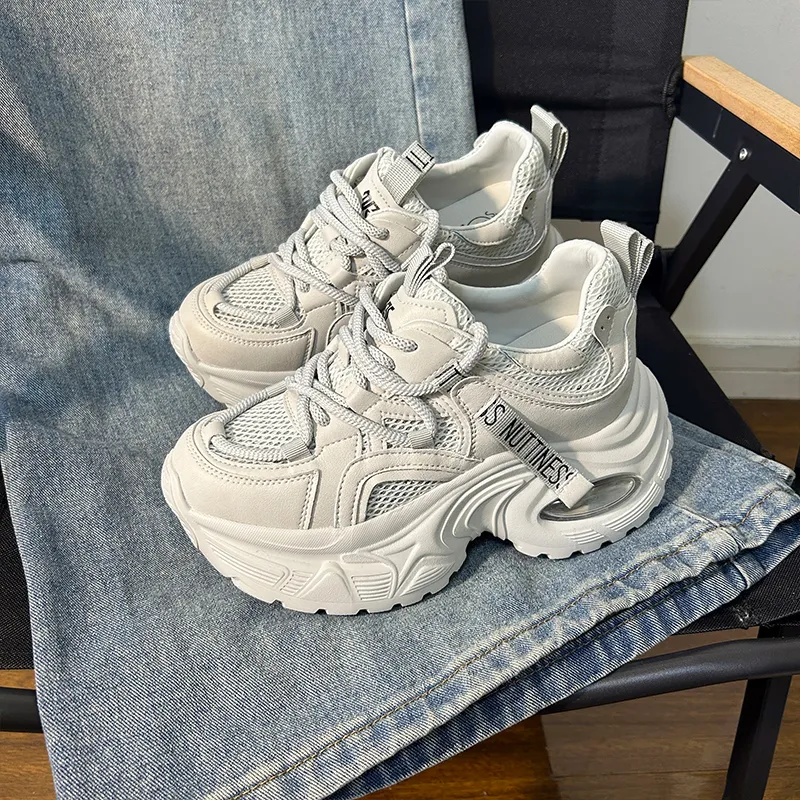 POOQ Breathable Height Increase Low Top Chunky Sneakers Women's-6
