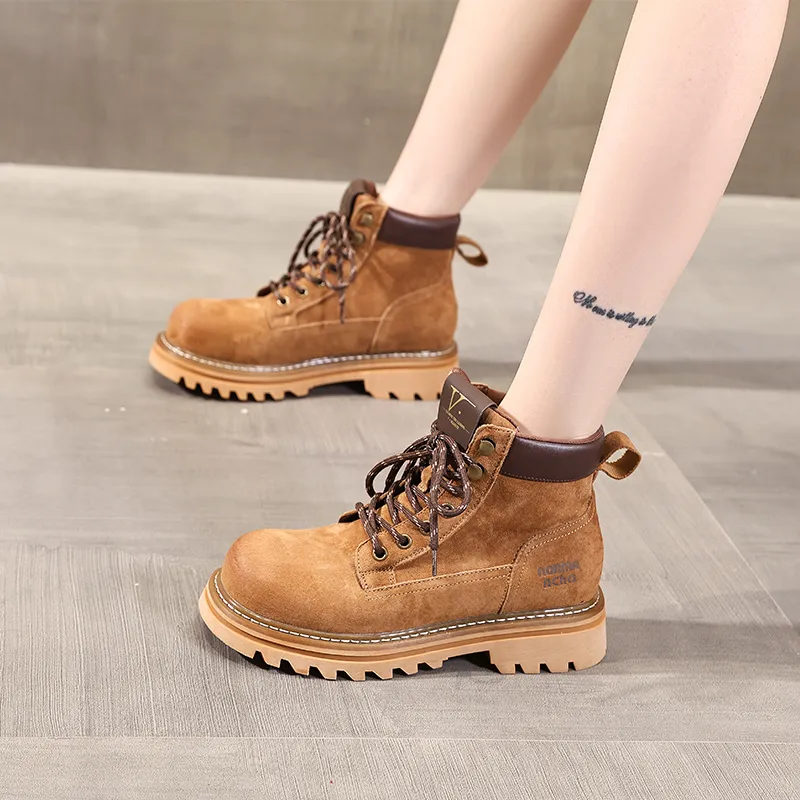 POOQ Martin Boots Women's Yellow/Brown/Pink-11