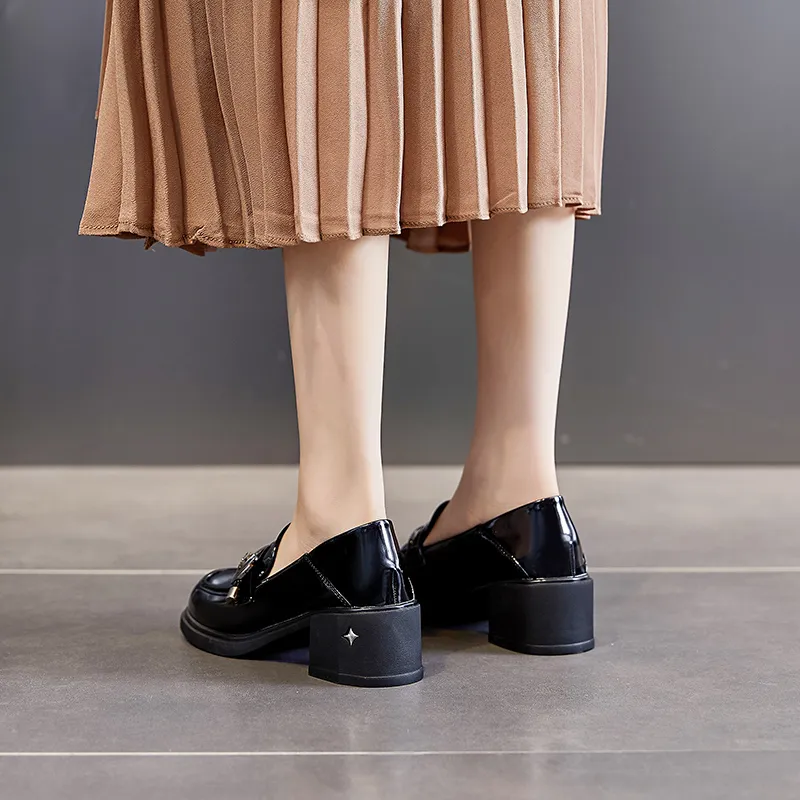POOQ Loafers 5 Cm Women's Black-4