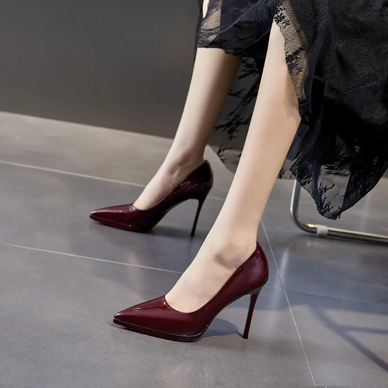 POOQ Slim Heel High Heels 10CM Women's-14