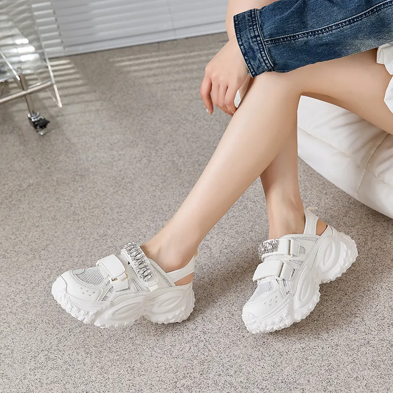 POOQ Slip Resistant, Abrasion Resistant, Breathable Low Top Chunky Sneakers Women's-1