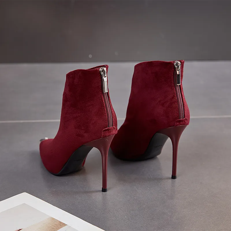 POOQ Ankle Boots Women's Black/Burgundy-4