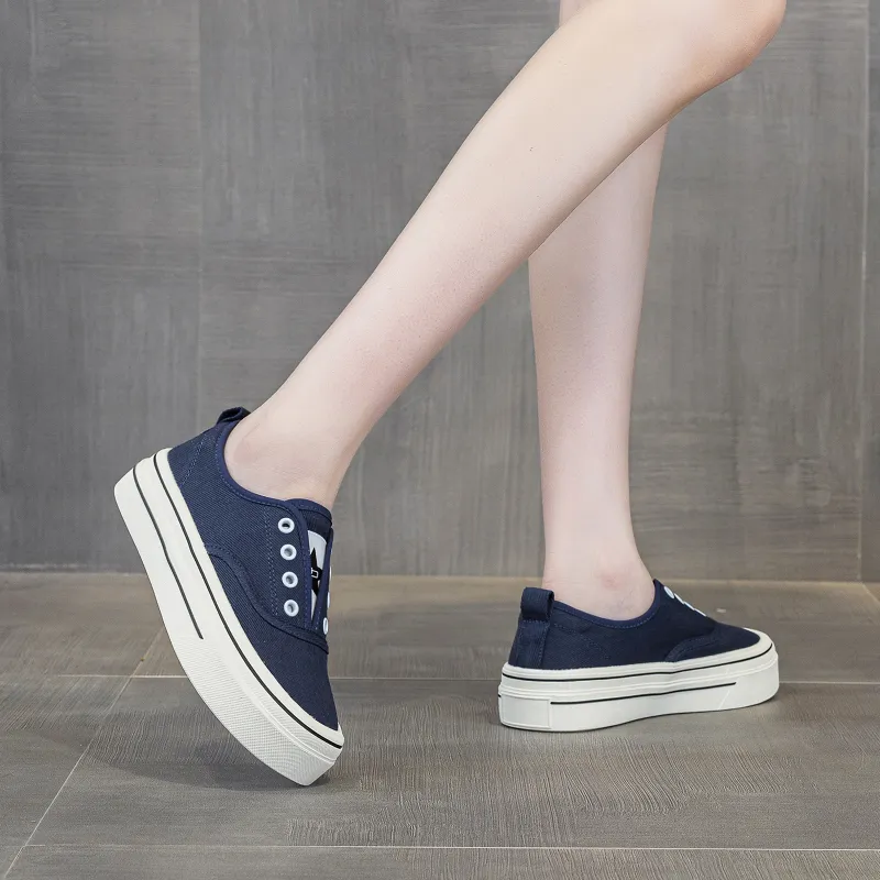 POOQ Abrasion Resistant Height Increasing Low Top Canvas Shoes Women's-15