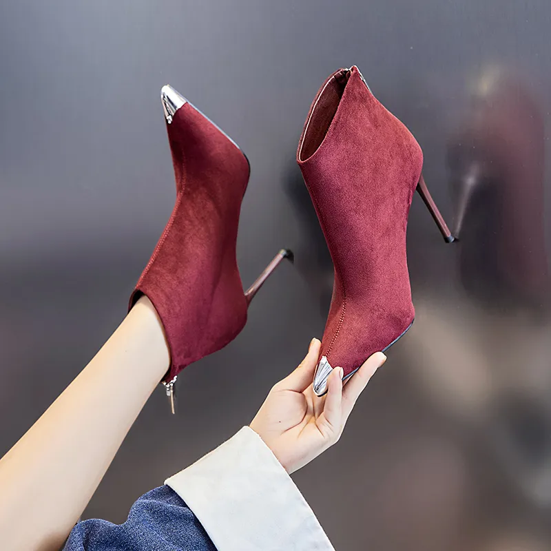 POOQ Ankle Boots Women's Black/Burgundy-2