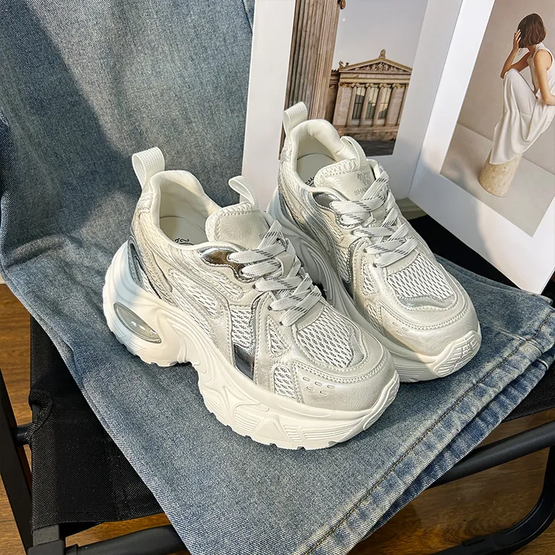 POOQ Low Top Chunky Sneakers Women's Ecru-2