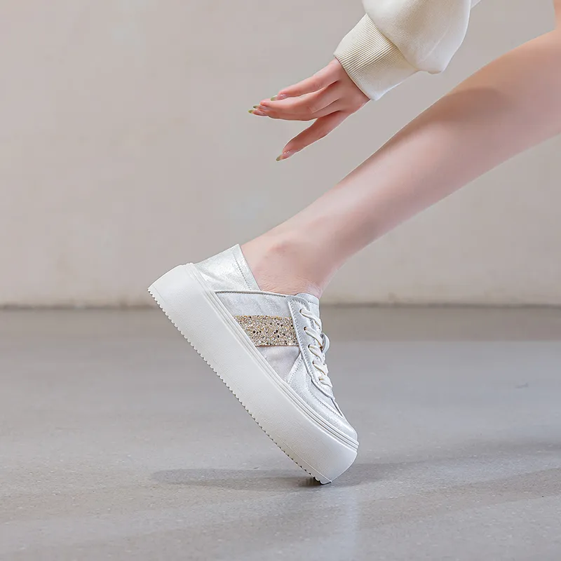 POOQ Height Increasing Low Top Skateboard Shoes Women's-1