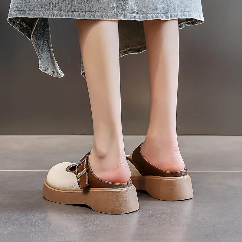 POOQ Rubber Sole Slip Resistant Wrap toe Slippers Women's-4