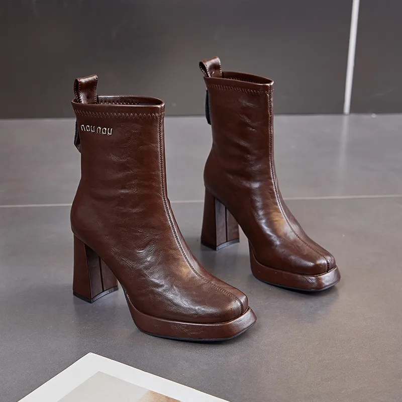 POOQ Ankle Boots Women's Black/Brown-2
