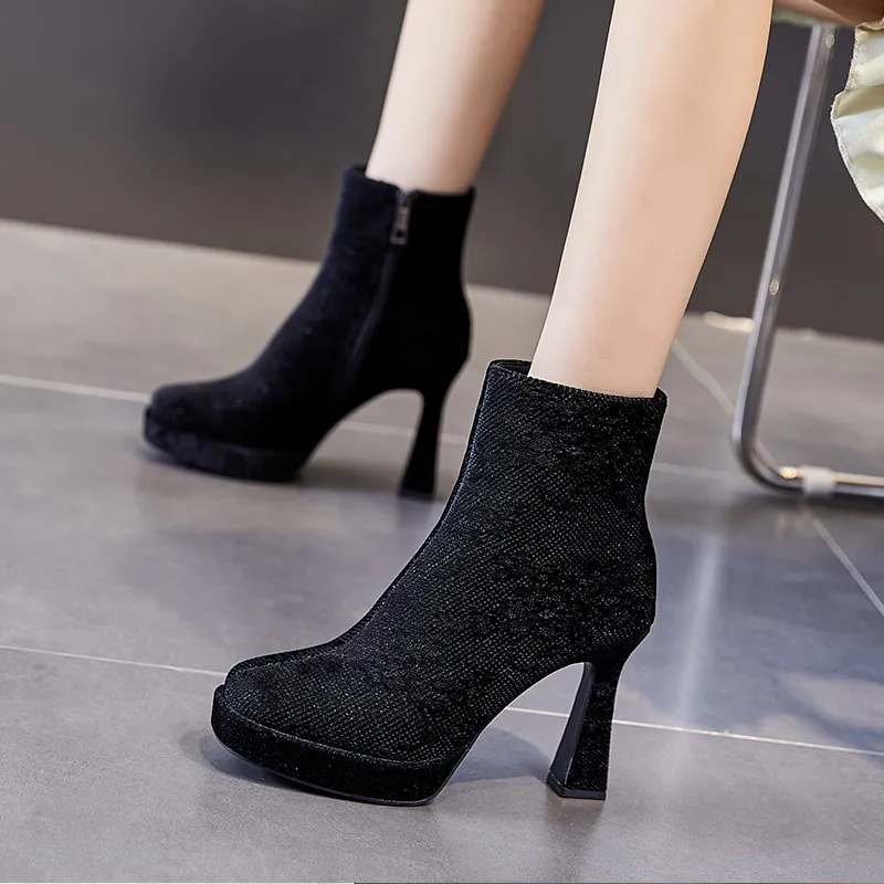 POOQ Ankle Boots Women's Black/White-3